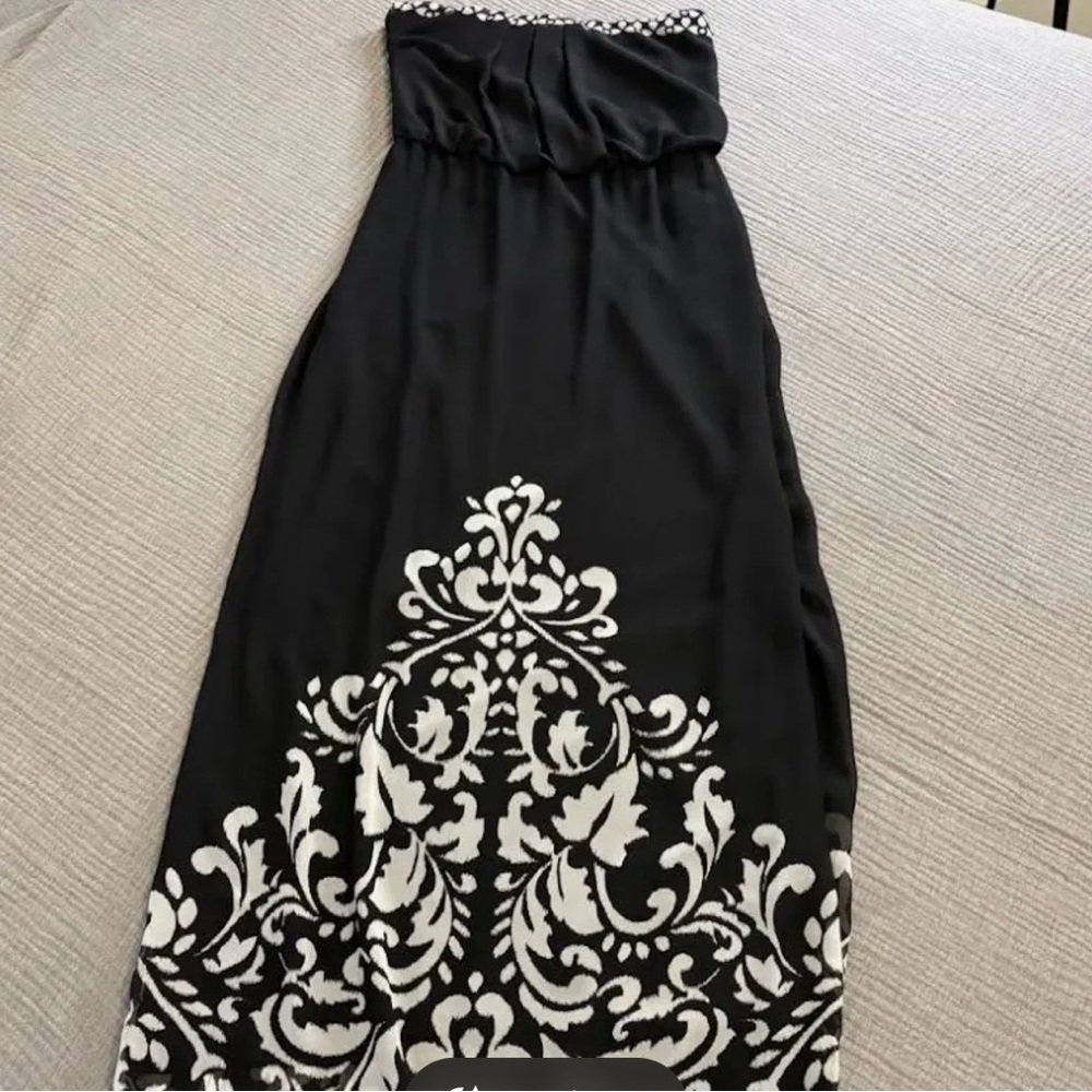 White House black market strapless silk-like dress
